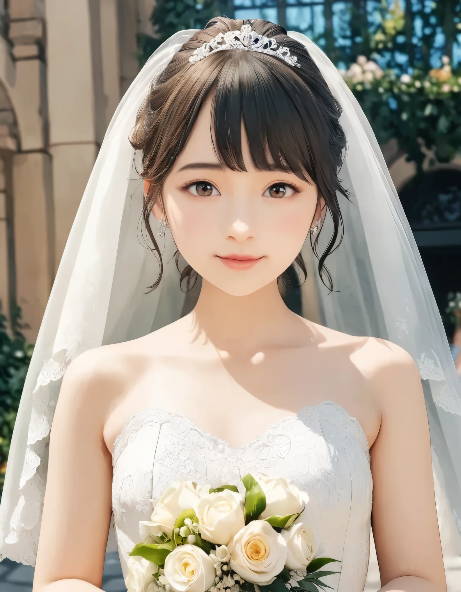 (best quality, 8k, high resolution:1.2), 1girl, wedding dress, upper body