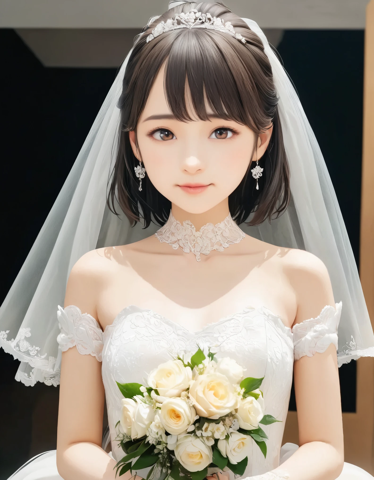 (best quality, 8k, high resolution:1.2), 1girl, wedding dress, upper body