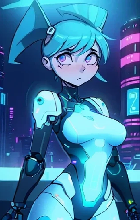 Robot woman, in cyberpunk 2077 , perfect android girl, cute cyborg girl, anime girl from the future , cyborg girl, robot girl,  Cyberpunk anime girl mech, anime cyberpunk, Cyber suit, android heroine, anime cyberpunk art,  Cyberpunk anime girl,  modern cyberpunk anime , cyborg - girl