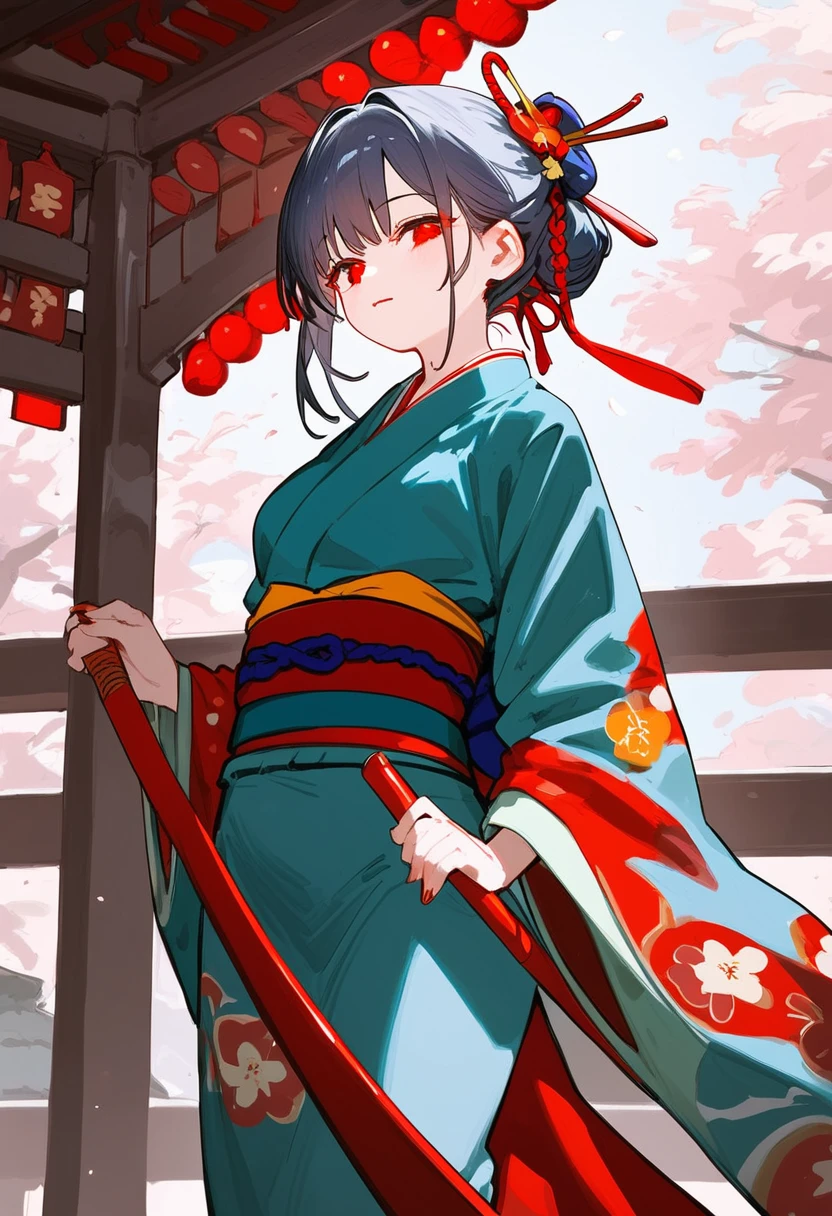 score_9, score_8_excellent, kimono,  red eyes, 