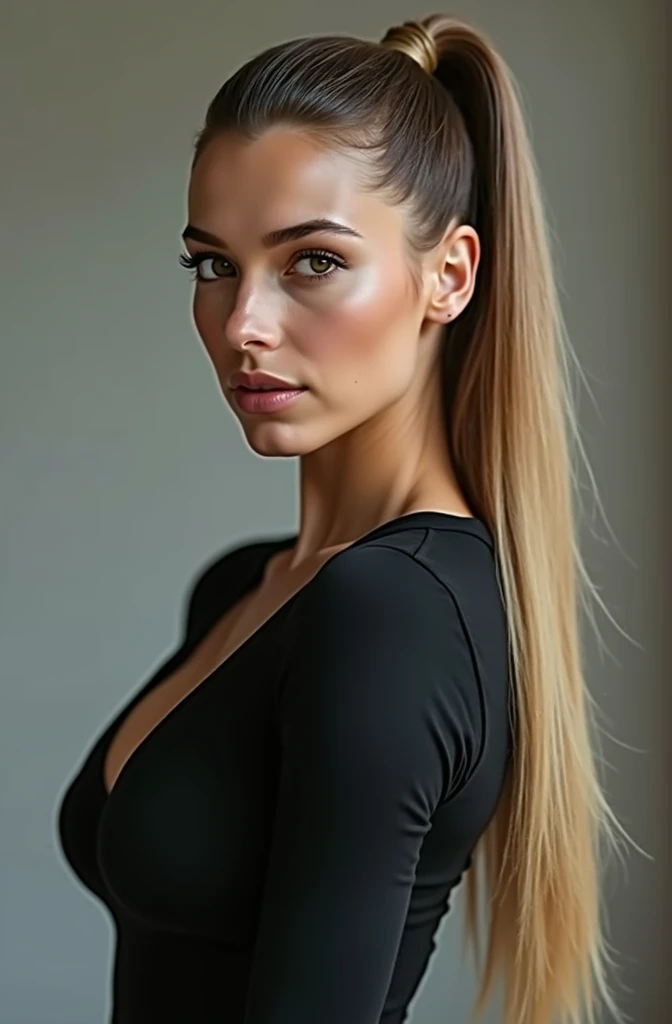 A portrait of a blonde (makeup: 1.4), amazing body (fit body: 1.2), sports suit, highly detailed fur, natural skin texture, 4k textures, detailed tummy, smooth, perfect and highly detailed skin, Lightroom, Intricate , Ultra-Realistic, Out There, (HDR:1.3), UHD, (Intricate Detail, Hyper Detail:1.1), Cinematic, Photorealistic, (Dark Shot:1.2), Dramatic, High Contrast, (Warm Color:1.1), Muted Colors , masterpiece, elegant, sharp focus, ponytail hair, jogging on the street