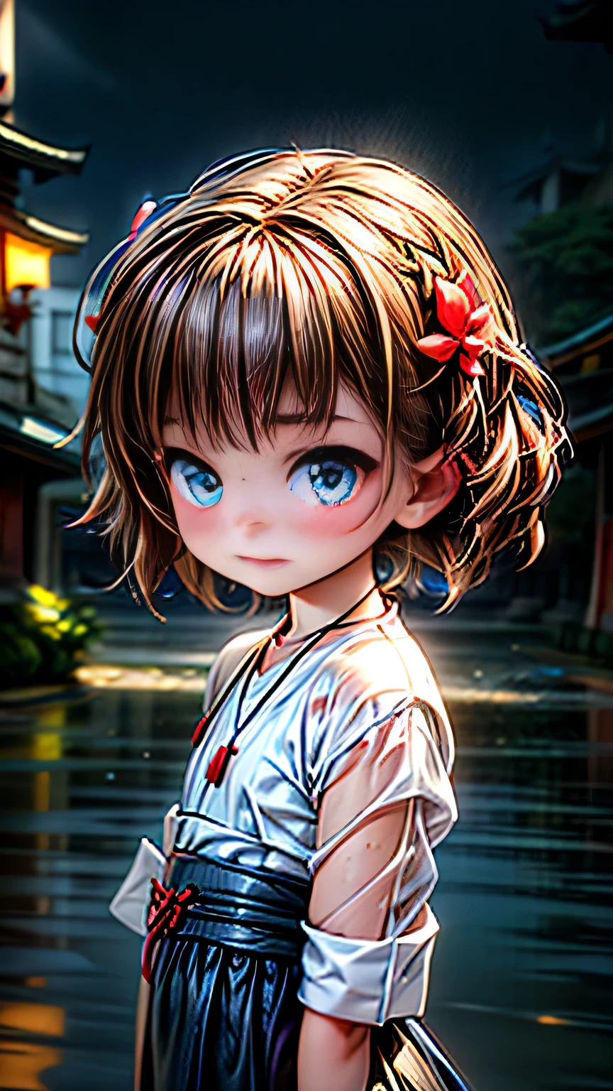 (8k, RAW photo, best quality, masterpiece:1.2), (realistic, photo-realistic:1.37),st. louis (luxurious wheels) (azur lane),1girl,(myanmar girl), (aegyo sal:1),hair ornament, portrait, (Myanmar traditional cloths:1.1), necklace, blue nails,cute,cityscape, night, rain, wet, professional lighting, photon mapping, radiosity, physically-based rendering, backgrounds SHWEDIGON Pagoda