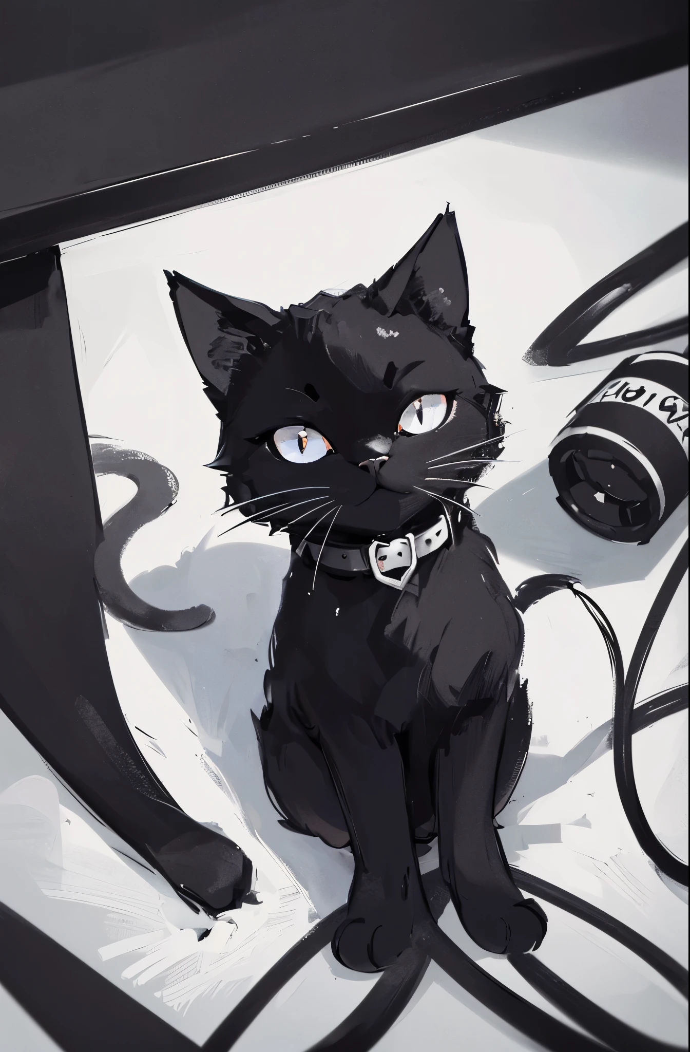 Close-up of the black Cat,Cat's design,Cat's outline,Cat's details,Only black and white colors,Cat,Black and White Cat,Cat,Black and white color aesthetics,CatCat DreamCat,Cat,black and white monochrome,Retro black,Cat