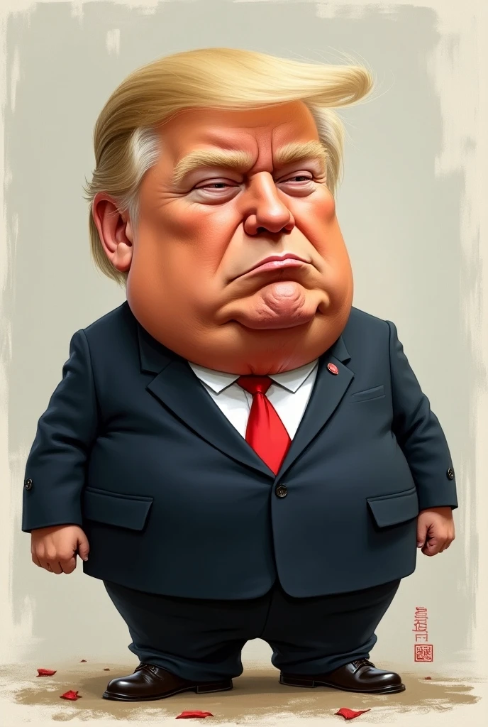 (Donald Trump:1.4), angry, the_trump, full body, big head, little body, (suit:1.4), (red tie:1.4), <lora:fat:0.6>