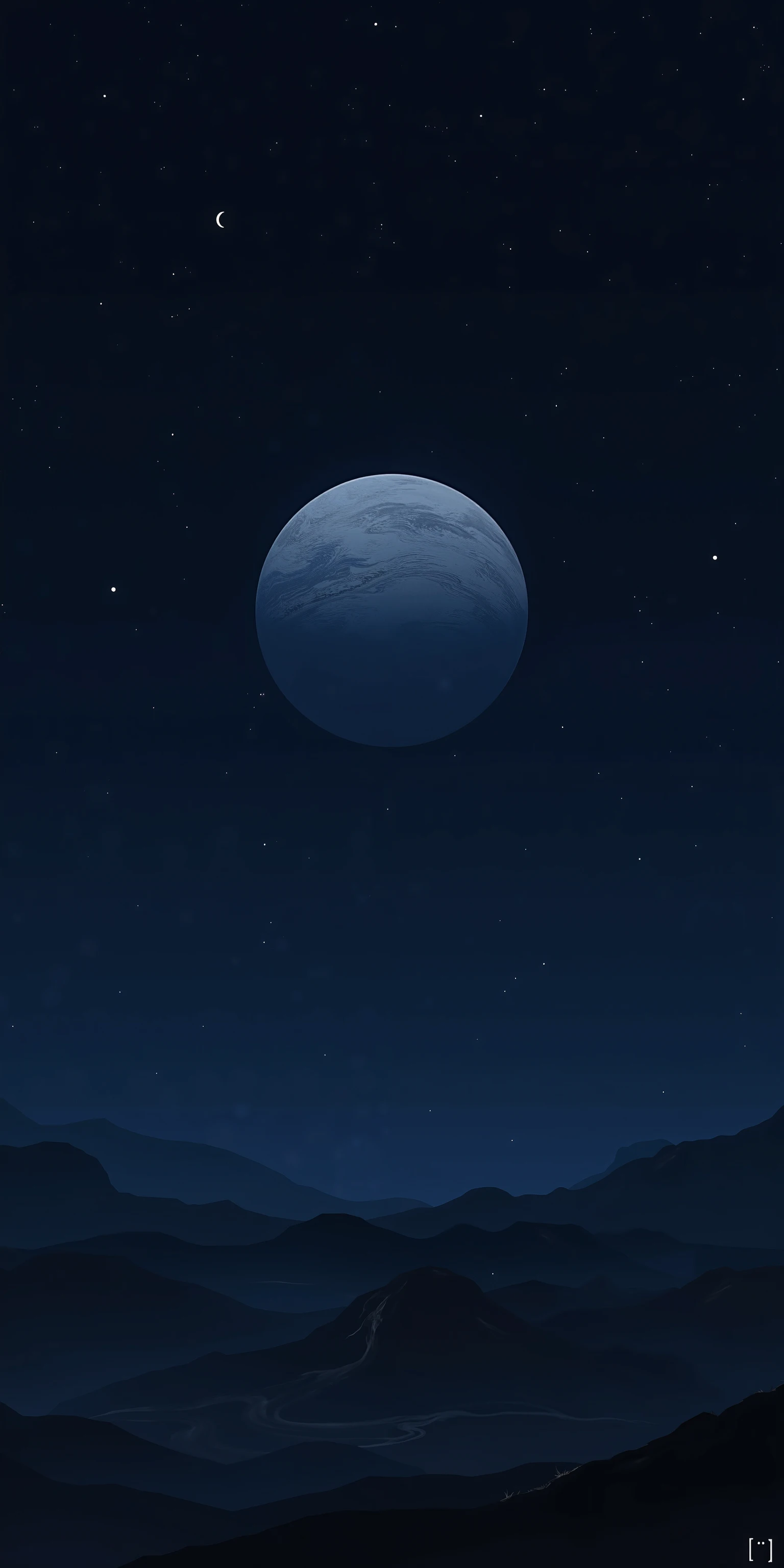 Concept Art, Digital Artwork, Height Details ,( photo-realistic :1.2),Expansive cosmic scene,Planet,Simplicity,Dark blue tone
