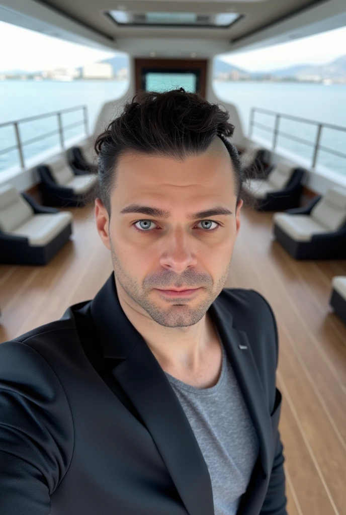 beautiful man GM42 extremely thin and handsome selfie in millionaire yacht