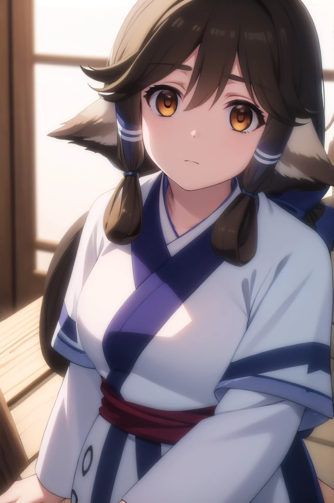 utawarerumonofollow , follow ,  black hair , animal ears, ( brown eye :1.5), dog ears,
BREAK tail, Ainu clothing,  long sleeves ,
BREAK outdoors,
BREAK looking at viewer, ( cowboy shot :1.5),
BREAK (masterpiece:1.2),  Best quality,  High resolution, обои Unity 8k, ( illustration:0.8), ( beautiful detailed eyes :1.6),   extremely detailed facial hair ,  Perfect lighting ,  Extremely detailed CG , (perfect hands,  Perfect Anatomy), better lighting, the best shadow