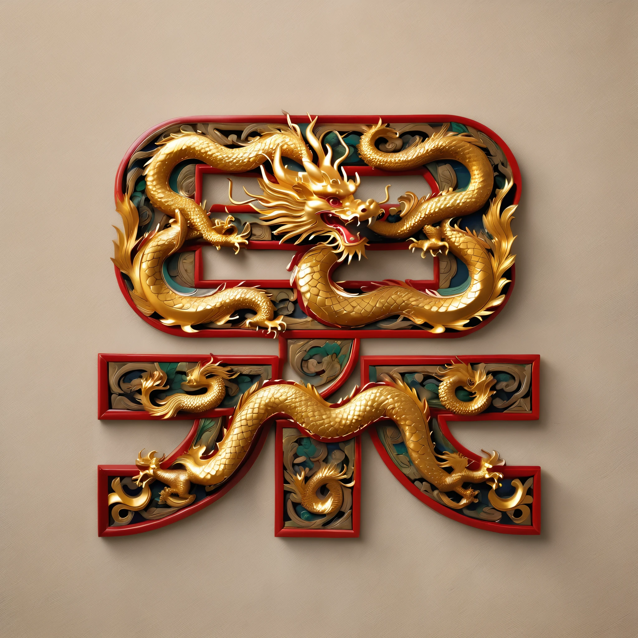  a set of continuous golden dragon sculptures in the same style from different angles,Photograph ,ruby，Exquisite pattern，Medieval style,Ornaments