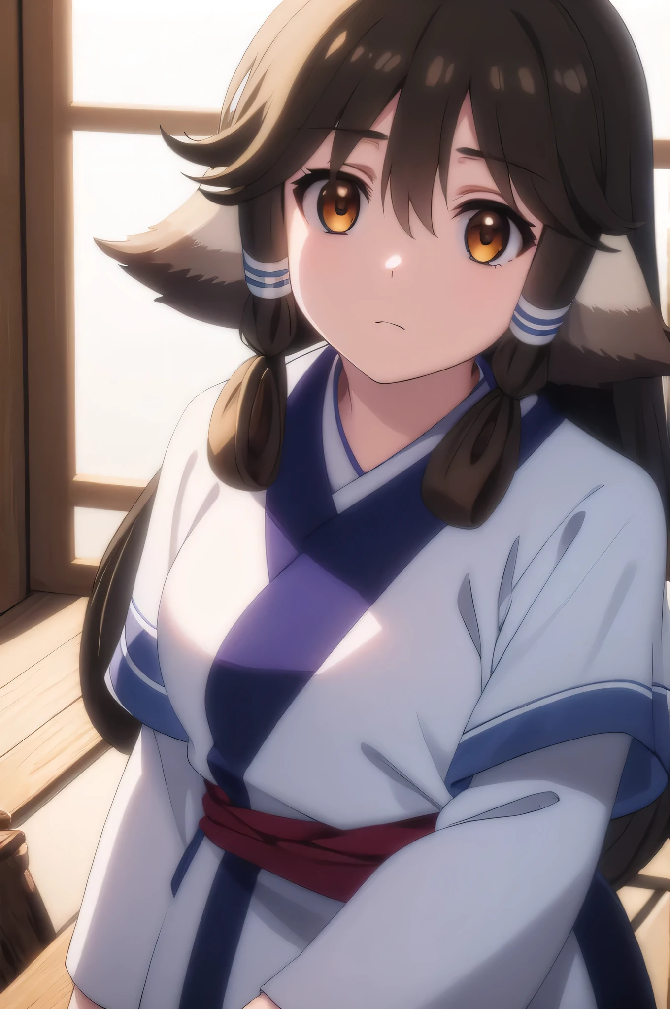 utawarerumonofollow , follow ,  black hair , animal ears, ( brown eye :1.5), dog ears,
BREAK tail, Ainu clothing,  long sleeves ,
BREAK outdoors,
BREAK looking at viewer, ( cowboy shot :1.5),
BREAK (masterpiece:1.2),  Best quality,  High resolution, обои Unity 8k, ( illustration:0.8), ( beautiful detailed eyes :1.6),   extremely detailed facial hair ,  Perfect lighting ,  Extremely detailed CG , (perfect hands,  Perfect Anatomy), better lighting, the best shadow