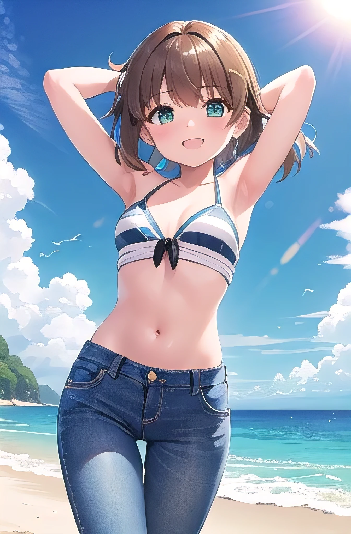 {(masterpiece,best quality, 8K UHD, extremely detailed CG, detailed beautiful face and eyes and skin and hair)}, {(ultra realistic photo graphic style:1.4)}, {(1girl florating in the sky at an altitude of 10000m:1.6), (out of focus background:1.4)}, {(strike witches:1.4), (short buruma:1.4),(military shoes:1.1)}, {(inner_thighs showing pose:1.4), (stretch legs:1.2), (crotch gaze:1), (feet up:1.4)}, {1girl, medium breasts, medium hair, Ponytail hair with braids, forehead, dog tail:1.4,navel:1.2}, {(cheerful:1.4), (candid shot)}, {(hair stands on end in the wind)}, {(VENICE city:1.2)}