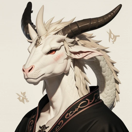 Draw a texture on the background、
 has horns growing from the head 、 manes 、Long neck,A dragon with short legs、
