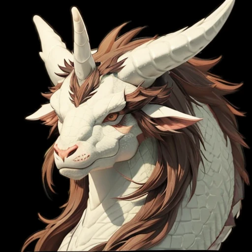 Draw a texture on the background、
 has horns growing from the head 、 manes 、Long neck,A dragon with short legs、
