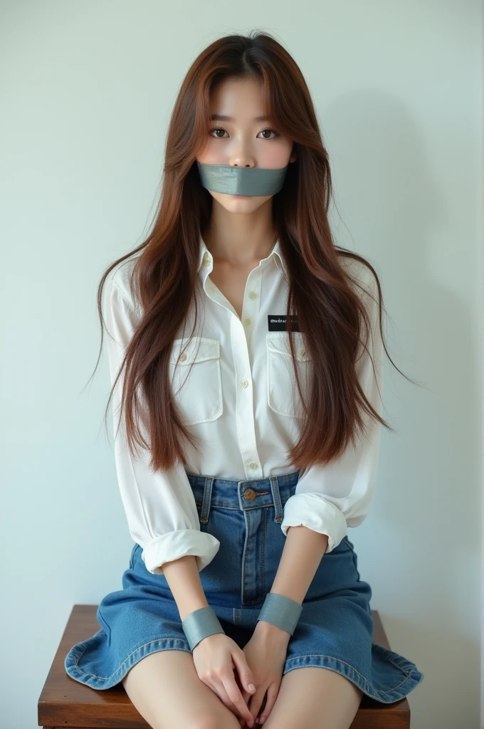masterpiece, top quality, (realistic, photorealistic: 1.4), (raw photo: 1.2), very delicate, beautiful, amazing, detailed, photography, absurd, incredibly ridiculous, huge file size, very detailed, very elaborate, beautiful eyes and face, beautiful elaborate eyes, light on face, 2 malay girls, long hair, bangs, beautiful cityscape, ((gigantic breasts)), BajuKurung, gagged, tape gag, full body, looking to viewer, hand tied at front
