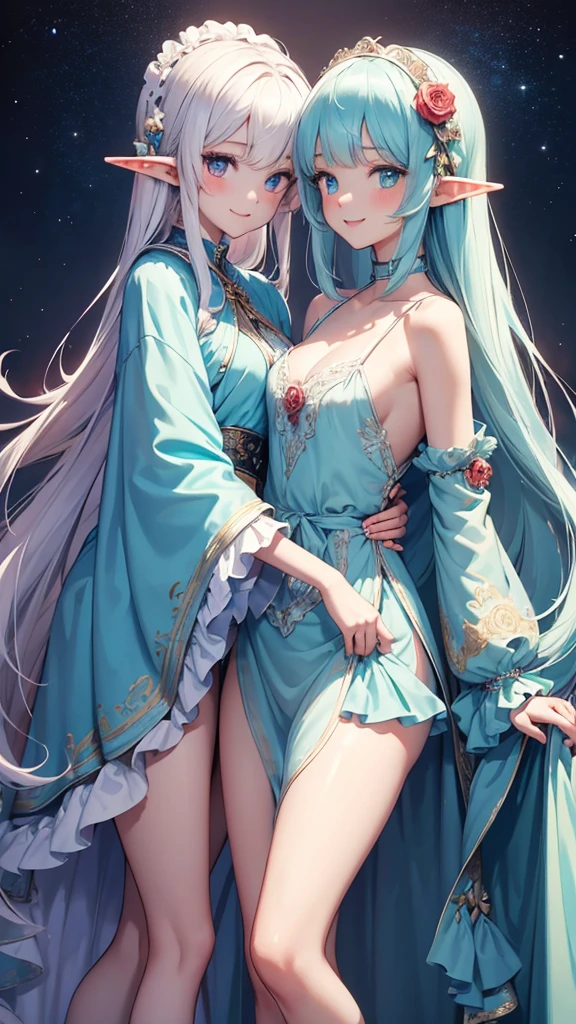 (((depict cute girl))), dance, brown hair, long hair, straigh hair, green eyes, sunshine, small breasts, ((topless)) nice hips, (((light blue transparent veil pajama pants))), ((pretty white panties stick out)), (Masterpiece, Excellent, complex details), delicate girl, delicate face, sumptuous palace