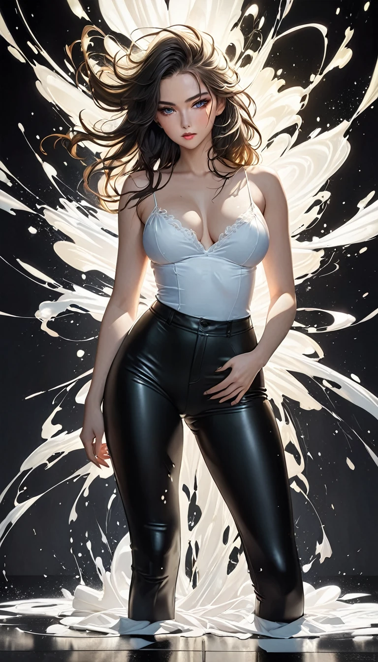 Girls in tight black jeans with cum on there tits 