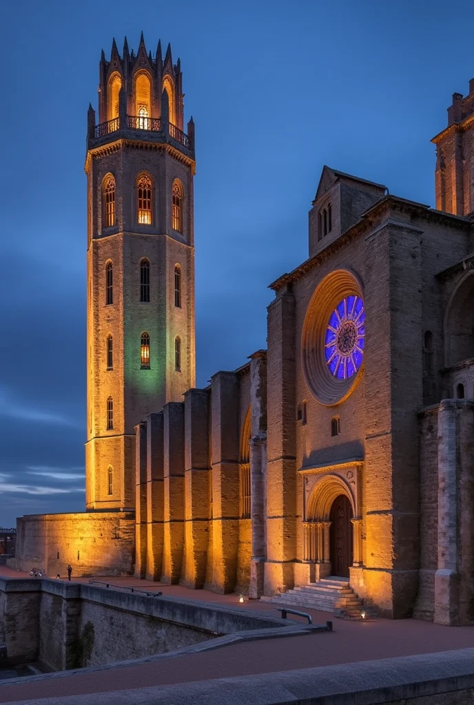 
“A hyper-realistic and cinematic scene of the Seu Vella Cathedral reimagined in a futuristic style. The Gothic architecture has been blended with advanced technology, featuring sleek metallic elements, neon lights, and holographic displays integrated into the structure. The cathedral stands illuminated against a dark, futuristic cityscape, with glowing accents highlighting its intricate details. The atmosphere is mysterious and dramatic, with soft fog and beams of light creating a cinematic effect around the modernized cathedral, merging the past and future in a captivating, otherworldly scene.”