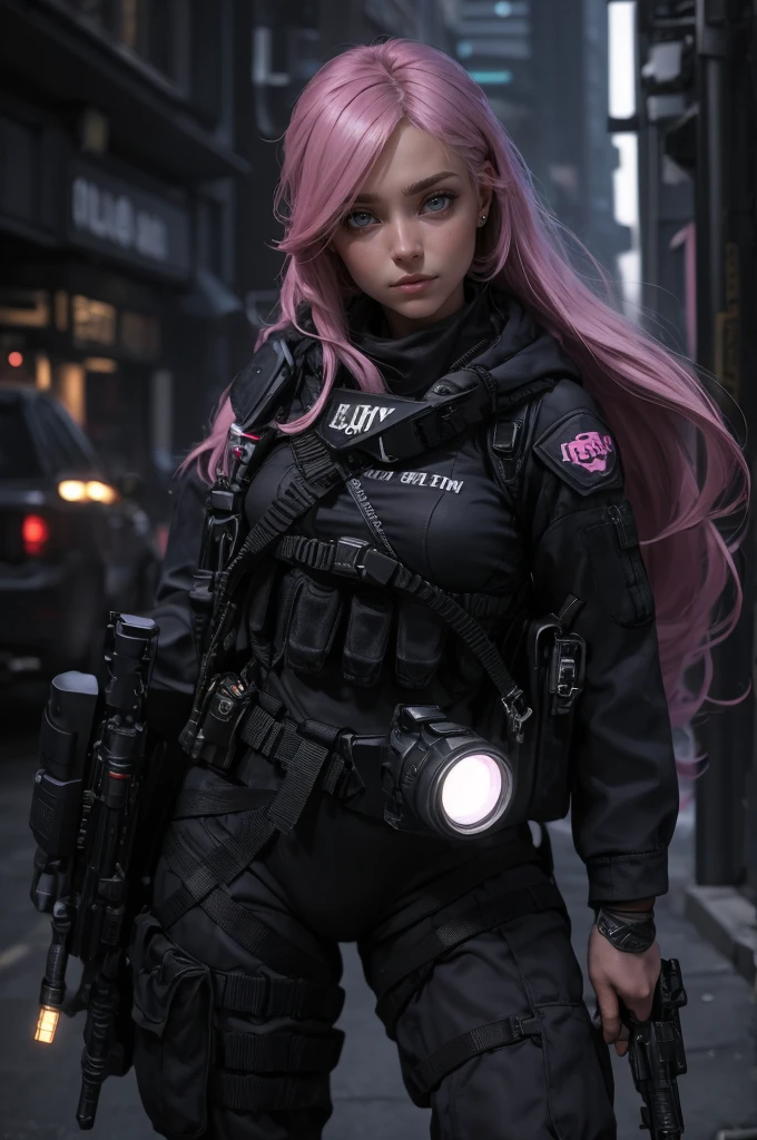  a woman with lush beauty , with long hair,  wavy bright pink hair ,  with a rifle in her hand and looking at the spectator with piercing eyes .  Behind her is a huge war tank with treadmill wheels and some pink details and a Luminous that says “FMS”,masterpiece, best quality, meio Body, portrait, Night City,  a girl, anime, 3d, Japan, Pixar, realistic, Teenage girl, smiling, cute face, harajuku fashion style, raincoat, beautiful, colorful, neon lights, cyberpunk, suave skin, Illustration, ArtStation,  painting by Stanley Artgerm Lau , Sideways glance, Shortening , extremely detailed 8K, suave,  High resolution, ultra quality, olhos highly detaileds, highly detailed mouth, rosto highly detailed , perfect eyes,  both eyes are the same , true light, brilliance, iridescent, global illumination, ( long straight hair), ( comb her hair laterally ),  big boobs:1.7, Real Light, royal shadow, real face, HD, 2k, 4K, 8k, 16k, realistic light, royal shadowista, bright eyes,  fluorescent eyes , soft light, dream light,Amy Lee da banda Evanescence, porn, Well good,  without underwear, not, breasts, Body, sex, vagina,  photorealistic , (High Definition Skin: 1.2), of a sexy and sensual zombie girl ,  face image, beautiful eyes, lábios carnotdos,  messy hair ,  torn clothes revealing the skin  , pale skin, bright eyes,  dark shadows,  dark lighting  , dark fantasy, Horror, cinematic, dramatic colors,  photorealistic , 8k, highly detailed,a girl,  all-black ninja costume , sword hanging behind  ,Body inteiro, sunlight, clear face, clean white background, masterpiece,  Super detail, epic composition, ultra HD,  high quality ,  very detailed , official art,  uniform 8K wallpaper ,  Super detail, 32k - in 6 ,
