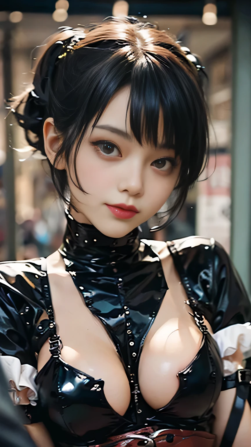 exquisite face，Elaborate Eyes，Wet sheer shirt open，Small breasts、no underwares、Black head、adolable，The upper part of the body、The mouth opens in an O-shape