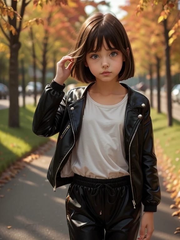 eleonora girl, shy, bobcut, small size, jacket, pants, autumn