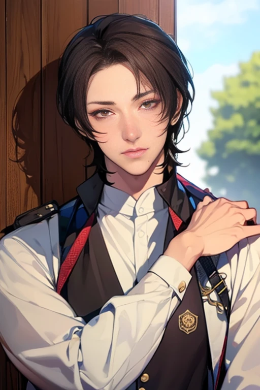 (High-definition CG), ( Best Quality ), (Kashu Kiyomitsu ), (Overall view) cool and handsome face ,  Beauty, 18 years old,  Toned and muscular,  cool and handsome face で, Sharp Eye