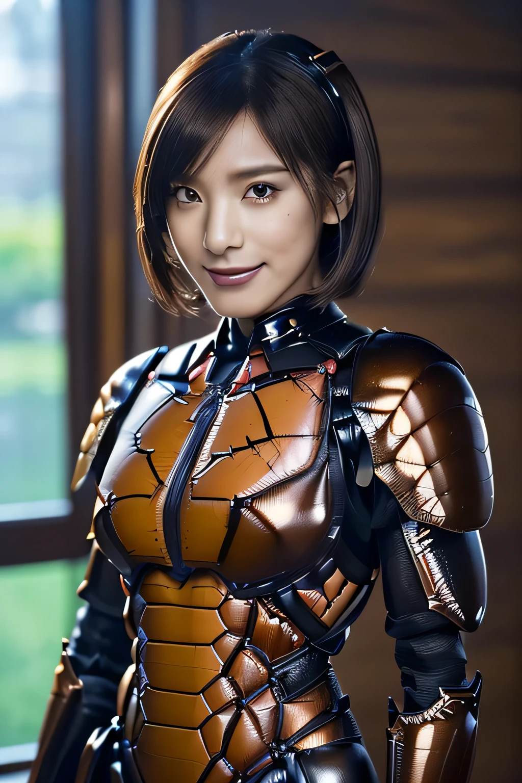 (high resolution,masterpiece,best quality,extremely detailed CG, anime, official art:1.4), realistic, photo, amazing fine details, all intricate, gloss and shiny,awesome many layers, 8k wall paper, 3d, sketch, kawaii, illustration,( solo:1.4), perfect female proportion,villainess, (fusion of dark brown cockroach and lady:1.4), (brown cockroach form lady:1.2), (brown cockroach lady:1.2), (fusion:1.2), (solo:1.4), (evil smile:1.2), muscular, abs, (cockroach brown exoskeleton bio insect suit:1.4), (cockroach brown exoskeleton bio insect armor:1.2), (brown transparency cockroach wing:1.4), (brown cockroach antennae:1.3),
