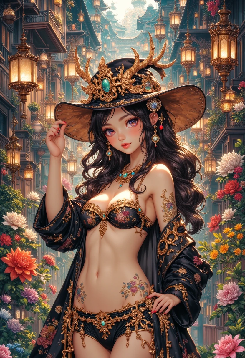 An intricate and stunning latern with glowing lights, delicately patterned metal, and vibrant colors on a dark background. Nighttime cityscape surroundings, gentle mist, and a hint of mystical ambiance.1girl,alraune, flower,navel,black_hair,wisteria, parted lips,white bikini,mandala and flower tattoos on the naked body, visible beautiful pubic area, pink nipples, small breasts in the view, full body, Sakimichan art, oriental mandala tattoo, fractal background, silver and gold and bronze spirit, floating ancient clock, ancient lamp,slight smile, roman column, ancient temple,beautiful teen girl, splash effect, sea, extremely soft, flowing paint, 3d liquid painting, 3d fractals, gold-silver-bronze metallic colors, light particles,A beautiful nude woman completely covered in paint floating in a pool, beautiful lighting, beautiful large detailed eyes, Nirvana, relaxed, paint drips, Spirals of Paint, Paint Splatter, (Beautiful Swirls of Paint Swirls),beautiful caucasian girl close-up,beautiful visible pubic area, pink pesons, small breasts a the view, pond of water in the garden, tattoos of mandalas and flowers on the naked body, floating old clock, lamp, lantern,pond of water in the garden,beautiful visible pubic area, pink pesons, small breasts a the view,Nirvana, relaxed, paint drips, Spirals of Paint, Paint Splatter, (Beautiful Swirls of Paint Swirls), by By Sandra Chevrier, vivid contrasting colors, chromatic aberration, black background, Best Quality, (realistic: 1.2), (high contrast: 1.2), black hair and gold and silver and bronze decoration, goddess of the forest, beautiful caucasian girl close-up, beautiful goddess fused with forest and trees, black hair fused with platinum and gold, girl naked skin wet with water, beautiful visible pubic area, Exposed small breasts, garden pond, mandala and flower tattoos on the naked body, floating antique clock, lamp, lantern, garden pond, visible beautiful pubic area, pink nipples, small breasts in the view, full body,