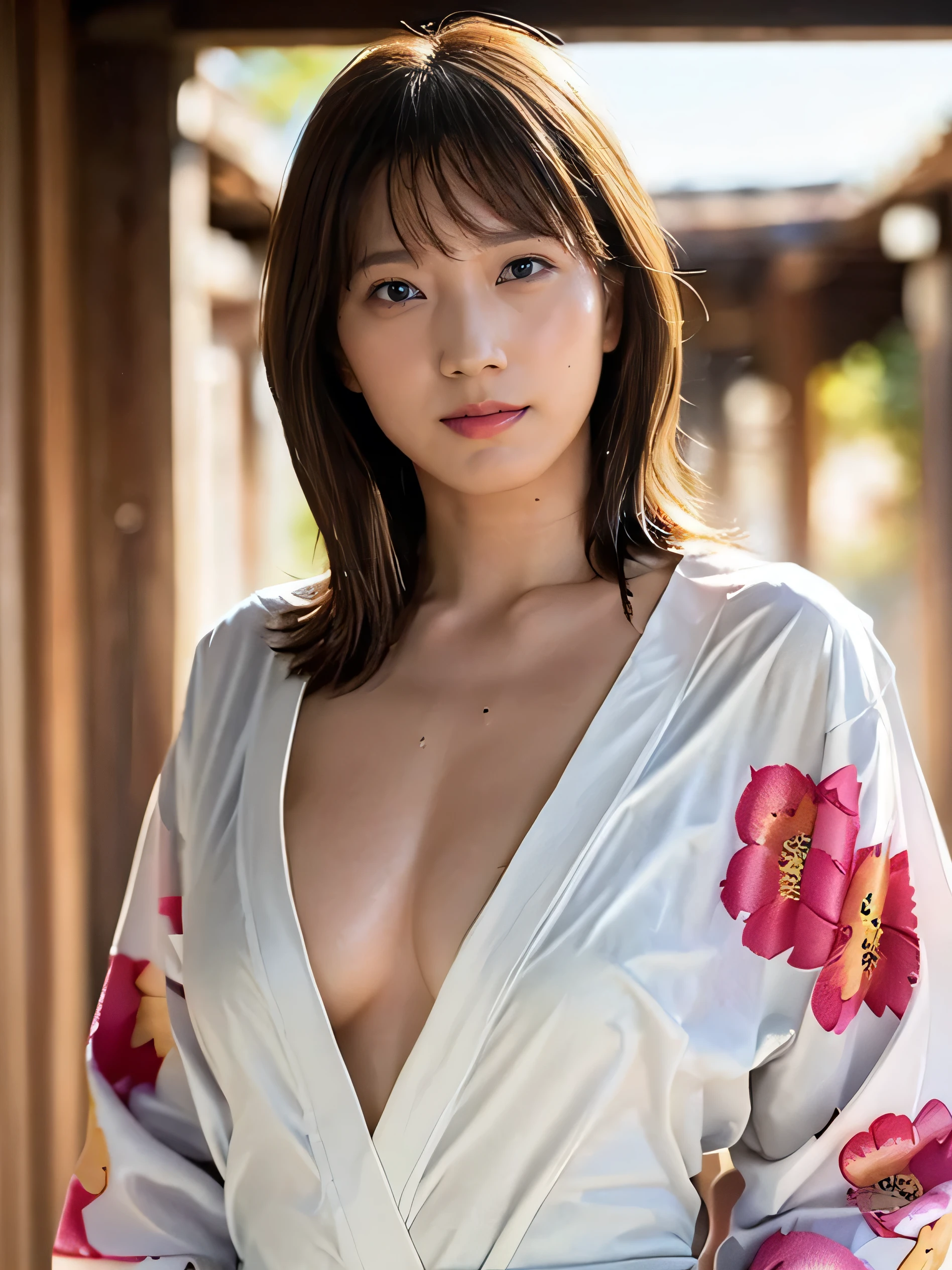 (highest quality,masterpiece:1.3,ultra high resolution),(Super detailed,caustics,8k),(photorealistic:1.4,RAW shooting),1girl,(look down at the camera),(front shot:1.1),(face forward),1,cute,Japanese,(She is pulling her wet kimono over her head, )),(small breasts:1.4),(close up),(breast focus),street,sunshine,Natural light,(Backlight),(A bright light shines from behind),(Lens flare),professional writing,(cowboy shot),(low position:1.3),sad