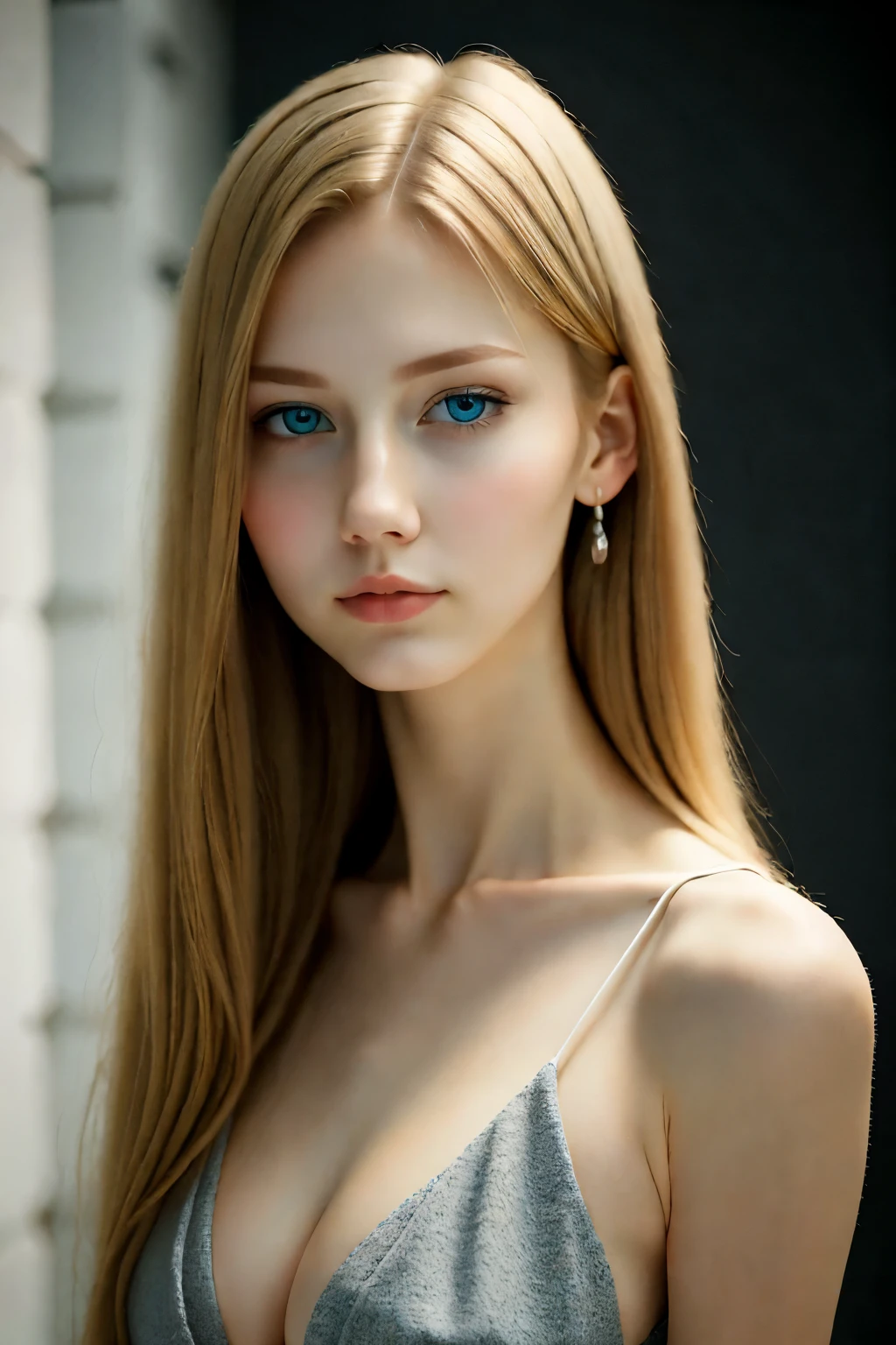 8k, ultra High resolution, highest quality, masterpiece, surreal, photograph, 
 ,1girl,portrait,slender ,white skin, blue eyes,