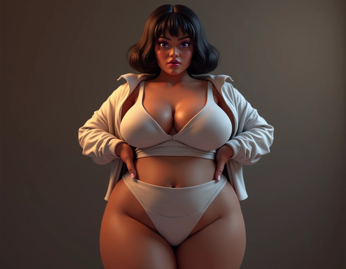 dark-skinned female, bikini., poitrine, gros seins, voluptueux, thick thighs, Oppai, hanches larges, Sinueuse, gros cul, cul massif, dreadlocks, high resolucion, christmas_clothing, sexually_pose