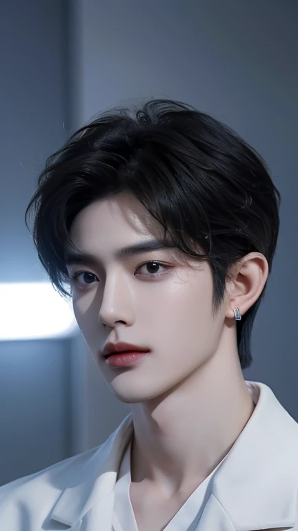 Full Body Portrait. Photorealistic, cool, cute, fresh, healthy, lovely sweet and gorgeous boys looking like Xia Zhiguang, Gao Zi Tian, Chang Zhekuan, Sun Zeyuan, Cheng Yufeng, Cai Xukun, Liu Te, Lin Yi, Jin of BTS, Lee Jong Suk, Li Xiangzhe, Wang Yibo, Cha Eun-woo, Zhang Hao, Liu Xukang, Xu Zhibin, Chen Xingxu, Yin Haolun, realistic photos, showing head to toe, handsome faces, beautiful hands. 

Tall, handsome Chinese Idol boys of handsome CPop, KPop Super Star Idol Boys posing as fashionista models. Fancy hairstyles. Sexy, Sensuous, Gorgeous. Sensational. No Mandarin round collars. 
Focus on fashion. To create latest fashion game changer. Extraordinary. Special. Eye catching wear. Disrupt fashion, model idol industry with handsome Chinese boys wearing  insanely out of this world fashion.  

Full body portrait. Shows full head, handsome faces. Ultra-realistic.  Detailed, delicate, smooth, exquisite Pale Fair skin.  

Strutting on runway, wearing the most fashionable and futuristic looking, modern funky fashion of exquisite clothes of radiant, iridescent colors, are handsome, princely, Chinese, Korean, Japanese boys of boy bands in CPop, KPop all 2.03 m tall in height. 

Beautifully designed Headgear. Wear Jewelry. Earrings. modelshoot style
 ((highest quality, 8K, masterpiece: 1.3)), Handsome boy in street fashion:1.5, 18-year-old、Delinquent boy、full body shoot, well-groomed face, black hair color、thin face、（white skin:1.5）、whole body、black eyes、（beckoning:2.0）、(looking:2.0) Chinese, Japanese, Korean Boy、Chen Zheyuan, Chang Zhekuan, Jin of BTS, Liu Te, Lin Yi, Xie Binbin, Hyunjin、Super handsome、sexy eyes、Extra-fine face, handsome nose, small eyes and face, beautiful lighting, High resolution, detailed mouth, smile, whole body: 1.5, perfect body shape、super slim，medium hair、STUSSY clothes、silver accessories、Oversized clothes、fashionable