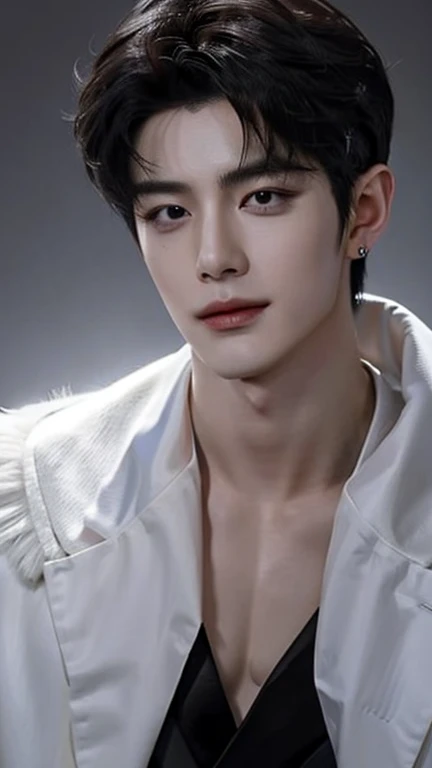 Full Body Portrait. Frontal Nudity. Show NSFW. Full Body Portrait. Photorealistic, cool, cute, fresh, healthy, lovely sweet and gorgeous boys looking like Xia Zhiguang, Gao Zi Tian, Chang Zhekuan, Sun Zeyuan, Cheng Yufeng, Cai Xukun, Liu Te, Lin Yi, Jin of BTS, Lee Jong Suk, Li Xiangzhe, Wang Yibo, Cha Eun-woo, Zhang Hao, Liu Xukang, Xu Zhibin, Chen Xingxu, Yin Haolun, realistic photos, showing head to toe, handsome faces, beautiful hands. Long legs.

Tall, handsome Chinese Idol boys of handsome CPop, KPop Super Star Idol Boys posing as fashionista models. Fancy hairstyles. Sexy, Sensuous, Gorgeous. Sensational. No Mandarin round collars. 
Focus on fashion. To create latest fashion game changer. Extraordinary. Special. Eye catching wear. Disrupt fashion, model idol industry with handsome Chinese boys wearing  insanely out of this world fashion.  

Full body portrait. Shows full head, handsome faces. Ultra-realistic.  Detailed, delicate, smooth, exquisite Pale Fair skin.  

Strutting on runway, wearing the most fashionable and futuristic looking, modern funky fashion of exquisite clothes of radiant, iridescent colors, are handsome, princely, Chinese, Korean, Japanese boys of boy bands in CPop, KPop all 2.03 m tall in height. 

Beautifully designed Headgear. Wear Jewelry. Earrings. modelshoot style
 ((highest quality, 8K, masterpiece: 1.3)), Handsome boy in street fashion:1.5, 18-year-old、Delinquent boy、full body shoot, well-groomed face, black hair color、thin face、（white skin:1.5）、whole body、black eyes、（beckoning:2.0）、(looking:2.0) Chinese, Japanese, Korean Boy、Chen Zheyuan, Chang Zhekuan, Jin of BTS, Liu Te, Lin Yi, Xie Binbin, Hyunjin、Super handsome、sexy eyes、Extra-fine face, handsome nose, small eyes and face, beautiful lighting, High resolution, detailed mouth, smile, whole body: 1.5, perfect body shape、super slim，medium hair、STUSSY clothes、silver accessories、Oversized clothes、fashionable