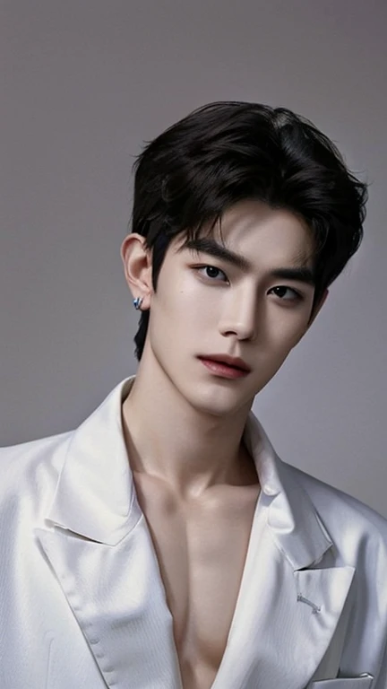 Full Body Portrait. Frontal Nudity. Show NSFW. Full Body Portrait. Photorealistic, cool, cute, fresh, healthy, lovely sweet and gorgeous boys looking like Xia Zhiguang, Gao Zi Tian, Chang Zhekuan, Sun Zeyuan, Cheng Yufeng, Cai Xukun, Liu Te, Lin Yi, Jin of BTS, Lee Jong Suk, Li Xiangzhe, Wang Yibo, Cha Eun-woo, Zhang Hao, Liu Xukang, Xu Zhibin, Chen Xingxu, Yin Haolun, realistic photos, showing head to toe, handsome faces, beautiful hands. Long legs.

Tall, handsome Chinese Idol boys of handsome CPop, KPop Super Star Idol Boys posing as fashionista models. Fancy hairstyles. Sexy, Sensuous, Gorgeous. Sensational. No Mandarin round collars. 
Focus on fashion. To create latest fashion game changer. Extraordinary. Special. Eye catching wear. Disrupt fashion, model idol industry with handsome Chinese boys wearing  insanely out of this world fashion.  

Full body portrait. Shows full head, handsome faces. Ultra-realistic.  Detailed, delicate, smooth, exquisite Pale Fair skin.  

Strutting on runway, wearing the most fashionable and futuristic looking, modern funky fashion of exquisite clothes of radiant, iridescent colors, are handsome, princely, Chinese, Korean, Japanese boys of boy bands in CPop, KPop all 2.03 m tall in height. 

Beautifully designed Headgear. Wear Jewelry. Earrings. modelshoot style
 ((highest quality, 8K, masterpiece: 1.3)), Handsome boy in street fashion:1.5, 18-year-old、Delinquent boy、full body shoot, well-groomed face, black hair color、thin face、（white skin:1.5）、whole body、black eyes、（beckoning:2.0）、(looking:2.0) Chinese, Japanese, Korean Boy、Chen Zheyuan, Chang Zhekuan, Jin of BTS, Liu Te, Lin Yi, Xie Binbin, Hyunjin、Super handsome、sexy eyes、Extra-fine face, handsome nose, small eyes and face, beautiful lighting, High resolution, detailed mouth, smile, whole body: 1.5, perfect body shape、super slim，medium hair、STUSSY clothes、silver accessories、Oversized clothes、fashionable