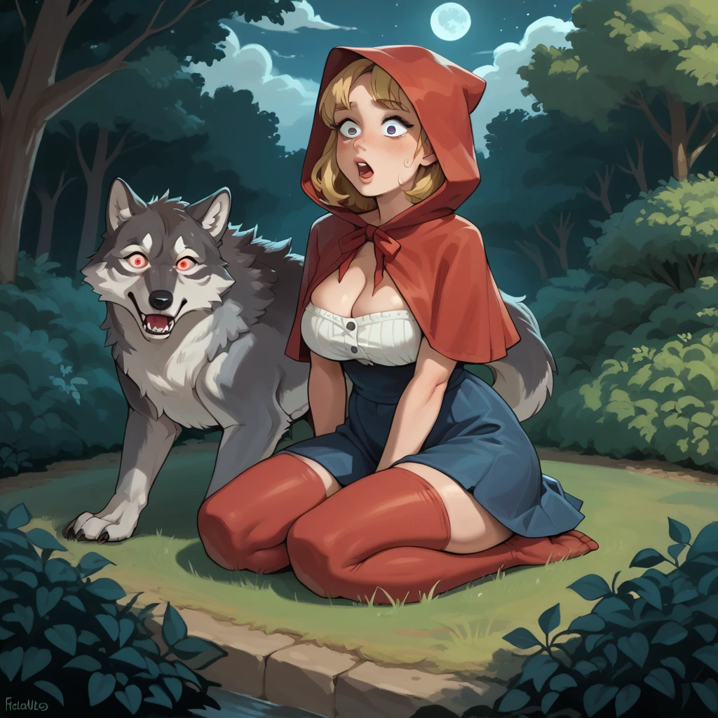 nsfw, top quality, best quality, High-quality illustrations, masterpiece, super high resolution(super cute girl, wolf, lovers, zoophilia, Mating, pussy sex from behind)Little Red Riding Hood, forest, girl, undressing, open Clothes, absurdres, perfect anatomy, tomogao, good lighting, red blush, cinematic shadow,