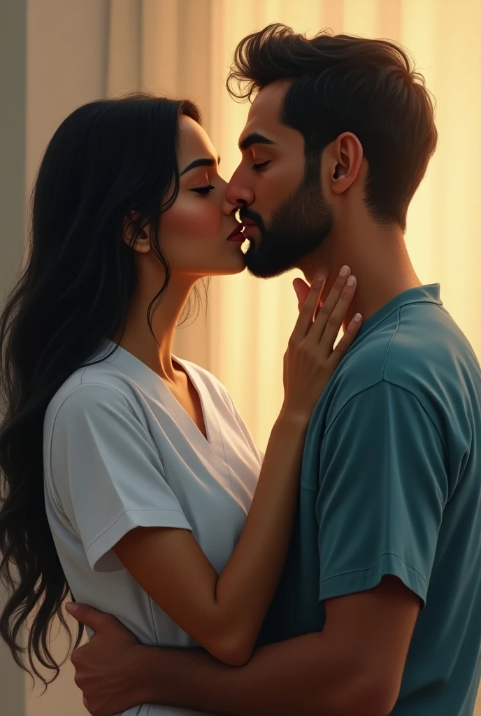 A girl kissing her male teacher