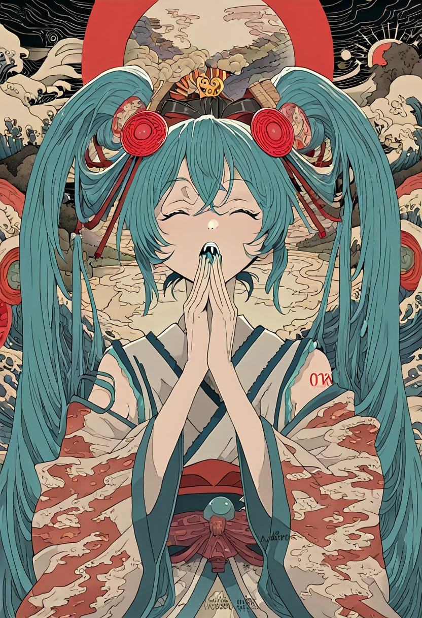 (8k)  Ultra High Level Quality ８ｋ　 Avant-Garde Art Realistic Direction 　 Studio Ghibli's New Anime 　 Hatsune Miku　Ukiyo-e POP art　Alphonse Mucha　Beautiful profile　Impressionism　print　pretty 　Critique of Machine Civilization 　 Hatsune Miku　sun　Picasso　 King Crimson's Palace 　Madness and Lamentation　 Shaman's Prayer Close Your Eyes and Shout　 Avant-garde Art Realistic Direction 　Showa era Japan