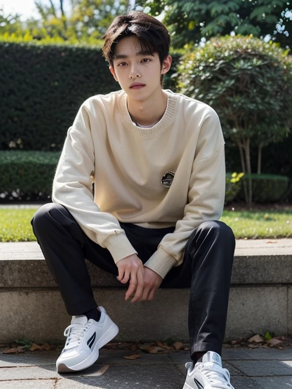 handsome boy,20yo,sneaker,sweater,