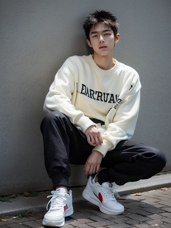 handsome boy,20yo,sneaker,sweater,