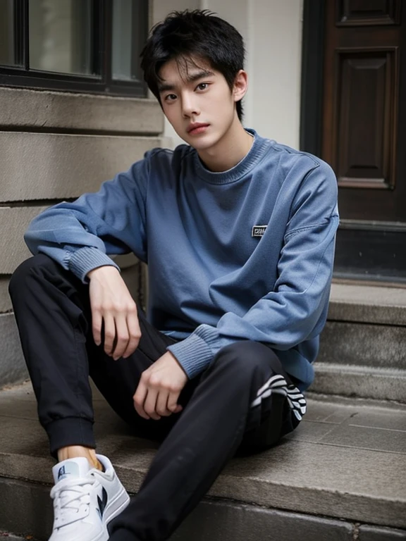 handsome boy,20yo,sneaker,sweater,