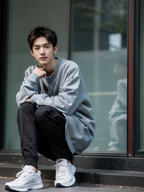 handsome boy,20yo,sneaker,sweater,