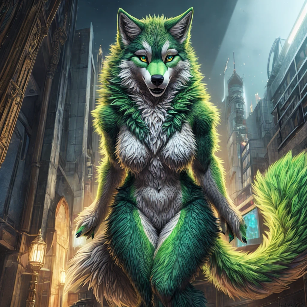  anthro green wolf with fur , Woman furry detailed fur long fur realistic fur digital art, Fursuit, pelzige Fursona, furry character portrait, Fursuit!!!!, POV furry art, furry artist, furry character, holo is a wolf woman, full body
