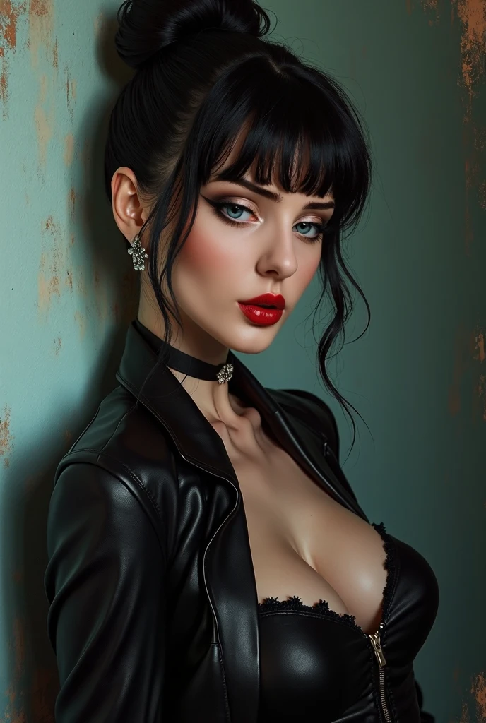 1 girl, solo, Gang leader, female, London year 1814, cloudy, athletic physique, no clothes, hollow, tattoos on the torso, matte top hat, cunning look, rough look, cinematic, 6d cannon, octane rendering, vintage aesthetic, mysterious aura, dark atmosphere, detailed face, mysterious aura, bright skin, short black hair, detailed intense blue eyes, arched eyebrows, dark makeup, full lips, deep red lipstick, full body, WLOP, 1 girl, solo, rendered in 8K resolution for high quality detail,perfect anatomy, hands with 4 fingers and 1 thumb, rendered in 8K resolution for high quality detail, 8K image quality, 8K high resolution image, hyper detailed, super realistic, intricate details