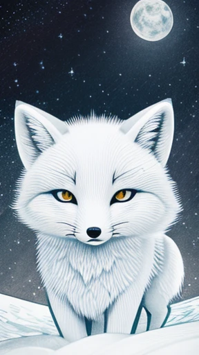 arctic fox、Line art