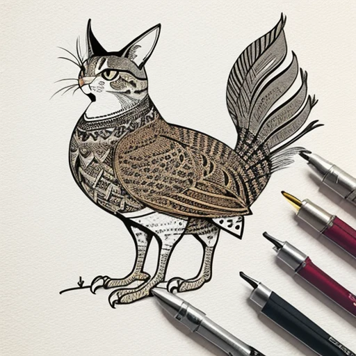 Pheasant cat、Line art