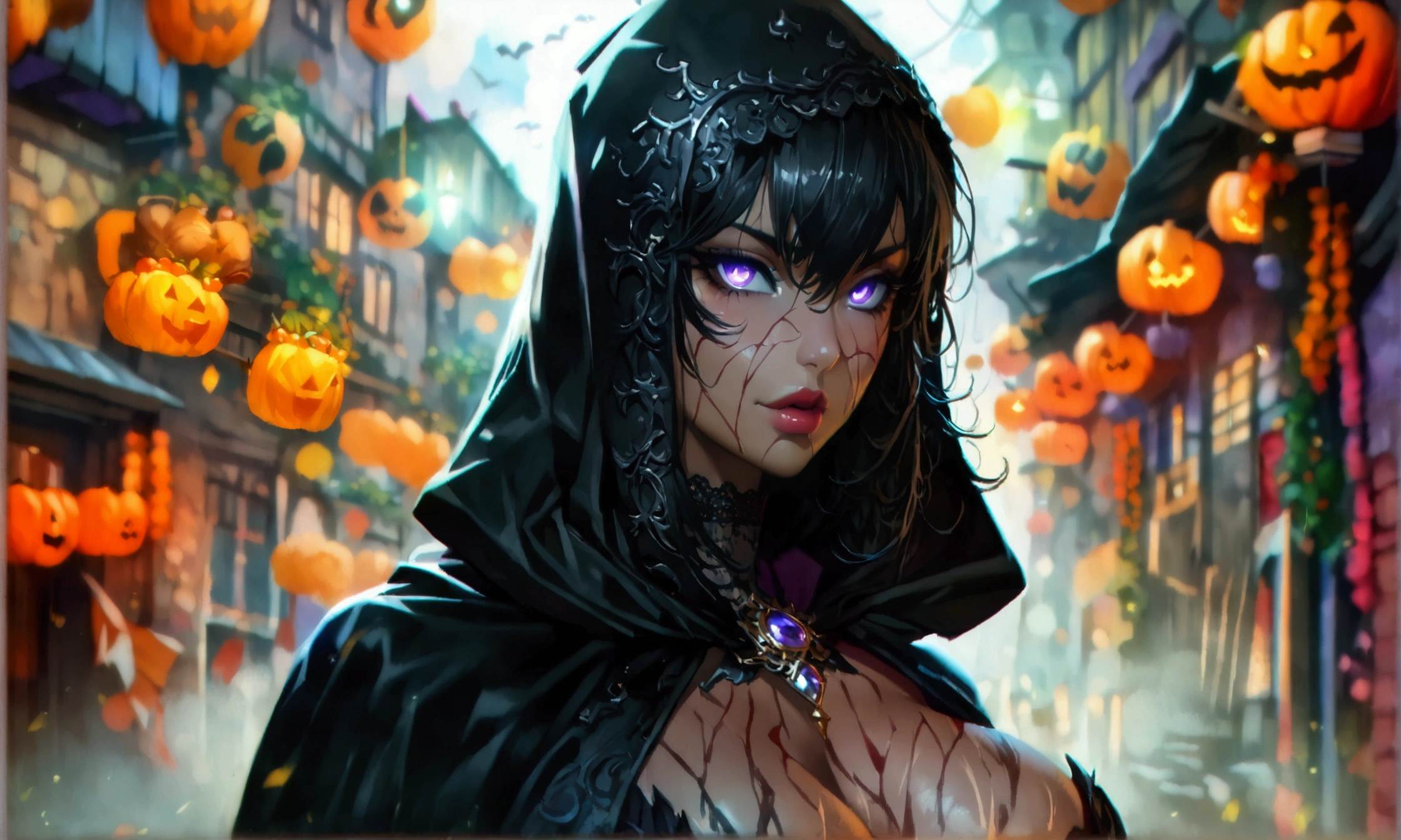 Robust Graphics Muscular woman, large and robust physique, Halloween outfit, sinister ...