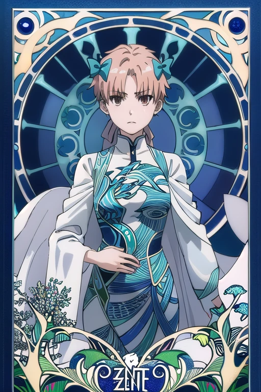 Maximalism,absurdres,masterpiece, best quality, a game Tarot style card (art nouveau:1.5), (zentangle:1.3), BREAK one girl, (Kuroko Shirai:1.5), card background is (lightning:1.3), looking viewer, clear face, purity, brown hair, , Railgun