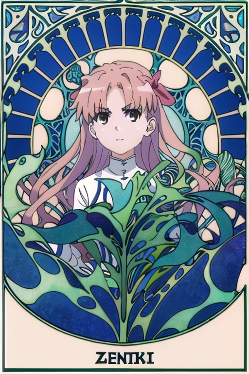 Maximalism,absurdres,masterpiece, best quality, a game Tarot style card (art nouveau:1.5), (zentangle:1.3), BREAK one girl, (Kuroko Shirai:1.5), card background is (lightning:1.3), looking viewer, clear face, purity, brown hair, , green and brown theme