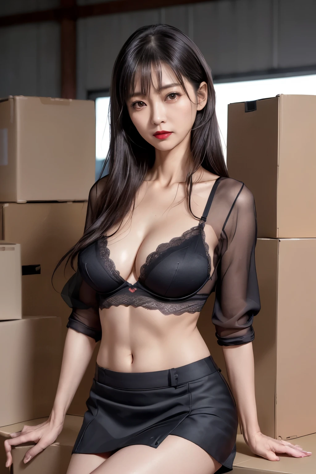 best quality, masterpiece, high resolution, 8k, (reality적인: 1.4), Ultra high resolution, 1 girl, very detailed, 초reality적인, 얼굴에 검은색 mask를 쓰고 있다, 검은색 mask, very detailed CG 일러스트레이션, official art, Cinematic Light, reality, Young and beautiful girl, perfect looks, perfect looks, See all, perfect body, (Get started below: 1.3), mask, pose, sexy long legs, trust, Beautiful sexy, gray short sleeve, abdominal opening, Black super shorts, S-shaped body, Hips facing up, assumption, pose를 취하는 것, Diverse perspectives