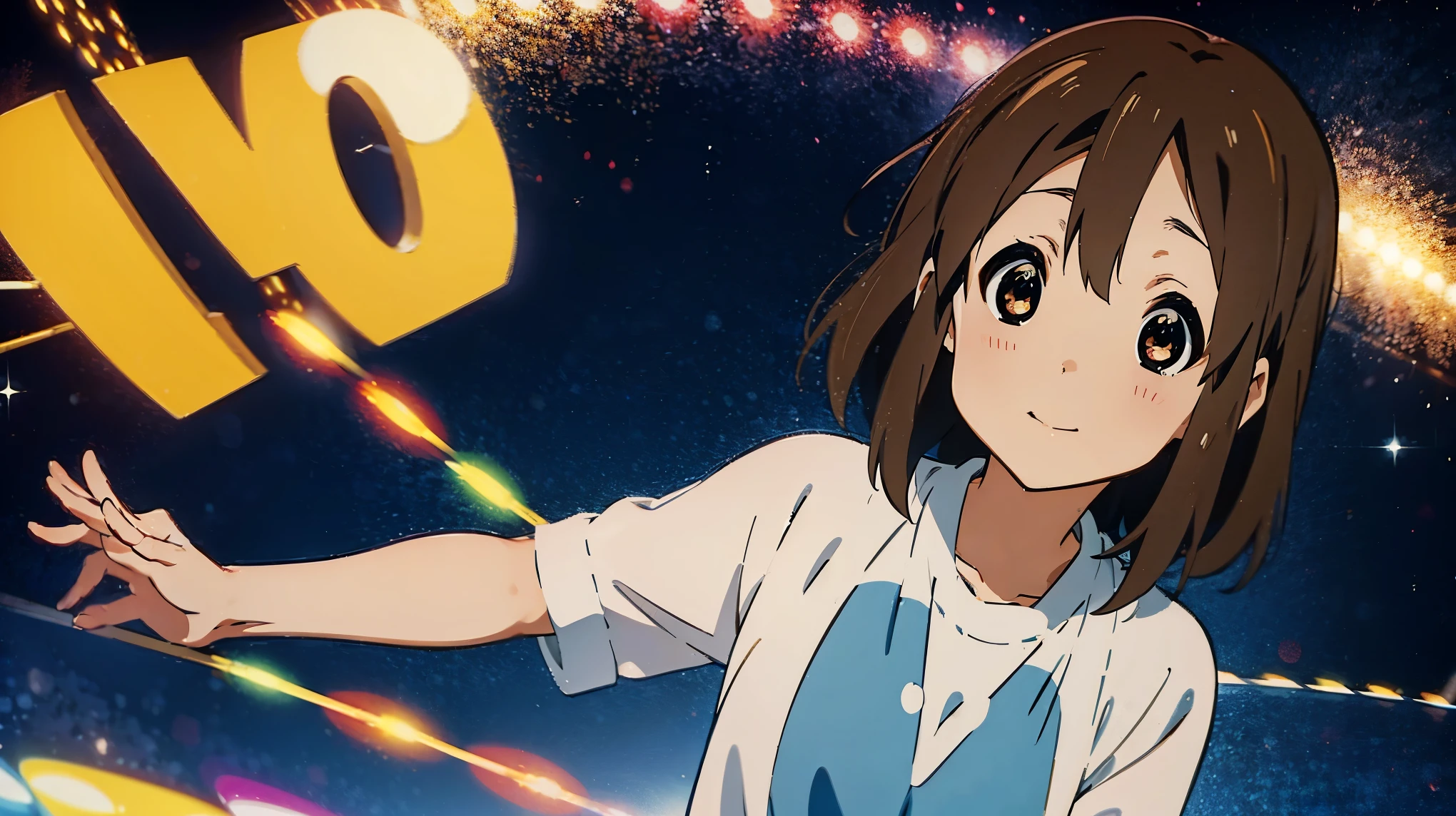 Hirasawa Yui From K-ON, beatiful eyes, 8K, Ultra detailed, gratitude pose