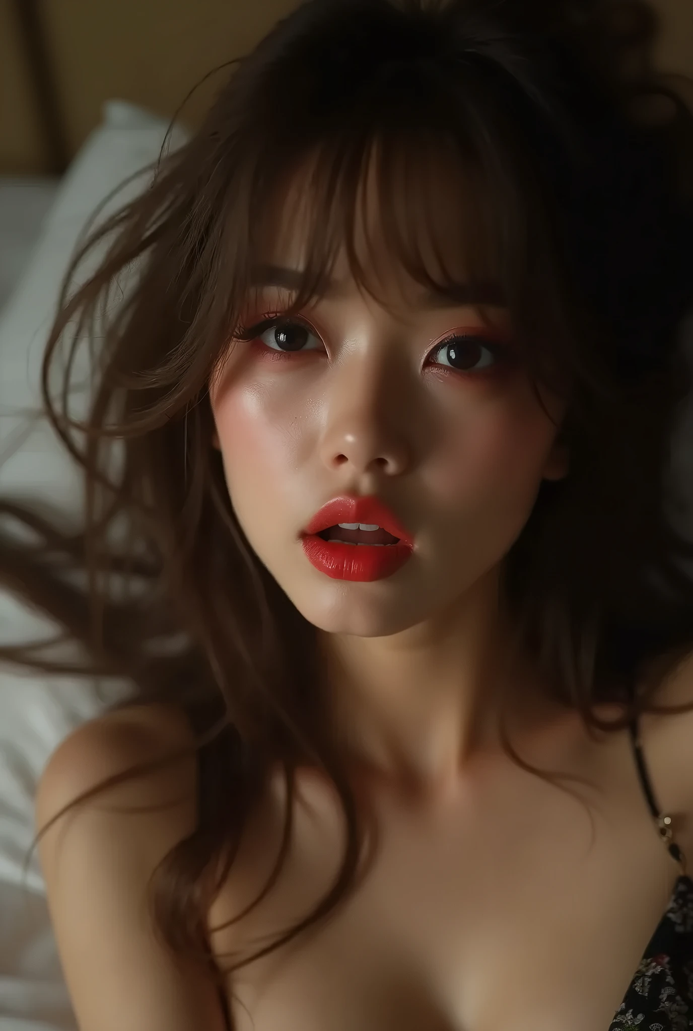 delicate, masterpiece, beautiful detailed, colourful, finely detailed,detailed lips, intricate details, (1 woman:1.1), (a gorgeous beautiful 30 age years old sexy korean woman:1.1),(kpop idol, korean mixed), (tied hair:1.1), (50mm Sigma f/1.4 ZEISS lens, F1.4, 1/800s, ISO 100, photograpy:1.1), large breast,(photorealistic:1.1), solo,  looking_at_viewer, tall female, ,happy smile,  from_front, earrings, slim_legs, skinny, thigh_gap, model, lens flare, choker,(hanbok+see-through silhouette, wedge heels:1.3), korean commentary,  korean_street, korean_traditional_house,1boy, , squatting cowgirl position, vaginal, pov,