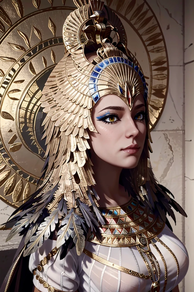 ((Ultra Detailed, masterpiece, absurdres))
Acoisidora ,  a girl,  golden eyes, crown, feathers,  Egyptian clothes,  Whole body